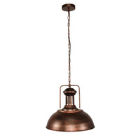 Rustic Dome Pendant Light — Rust Finish Industrial Metal