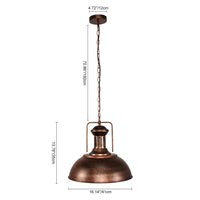 Rustic Dome Pendant Light — Rust Finish Industrial Metal