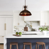 Rustic Dome Pendant Light — Rust Finish Industrial Metal