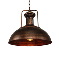 Rustic Dome Pendant Light — Rust Finish Industrial Metal