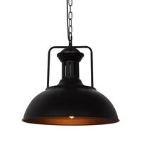 Industrial Dome Pendant Light — Black Hammered Metal