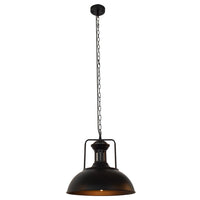 Industrial Dome Pendant Light — Black Hammered Metal