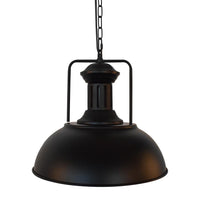 Industrial Dome Pendant Light — Black Hammered Metal