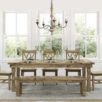 Farmhouse Candle Chandelier — Rustic 5 or 8 Light Metal and Wood