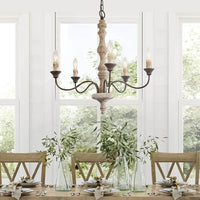 Farmhouse Candle Chandelier — Rustic 5 or 8 Light Metal and Wood