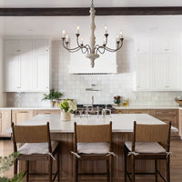 Farmhouse Candle Chandelier — Rustic 5 or 8 Light Metal and Wood