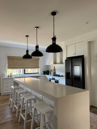 Industrial Dome Pendant Light — Black Hammered Metal
