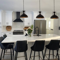Industrial Dome Pendant Light — Black Hammered Metal