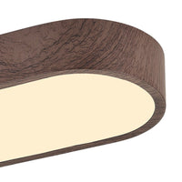 Oval LED Flush Mount Ceiling Light — Wood Grain Trim