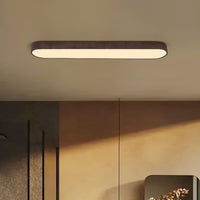 Oval LED Flush Mount Ceiling Light — Wood Grain Trim