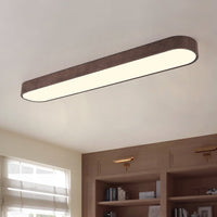 Oval LED Flush Mount Ceiling Light — Wood Grain Trim