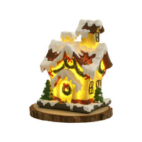 Light-up resin Christmas houses with snowy roofs – view 2